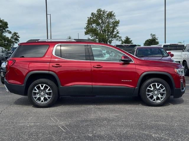 2023 GMC Acadia SLT in Volcanic Red Tintcoat — front three-quarter view