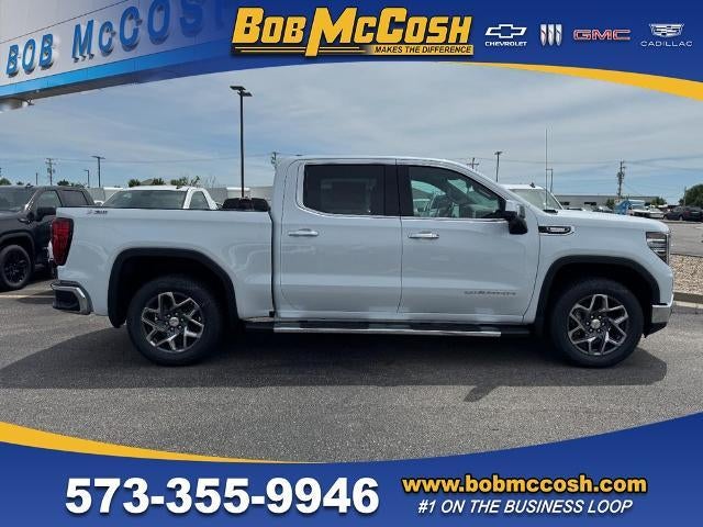 2026 GMC Sierra 1500 SLT in Glacier White Tricoat — front three-quarter view