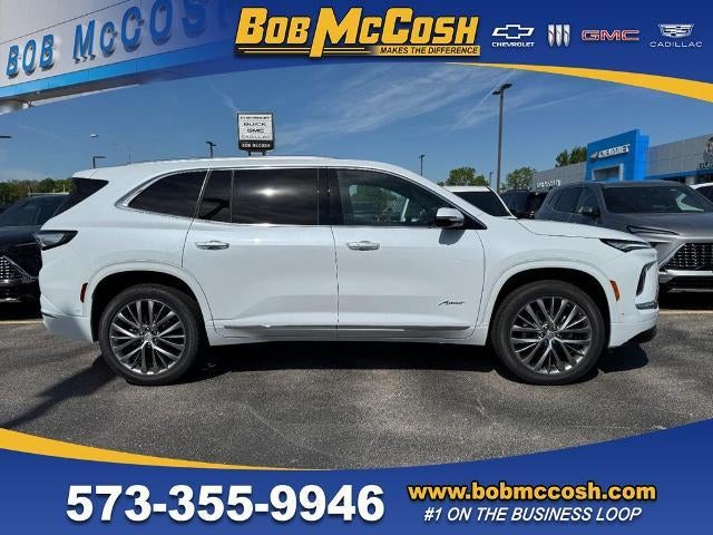 2026 Buick Enclave Avenir in Iridescent White Tricoat — front three-quarter view
