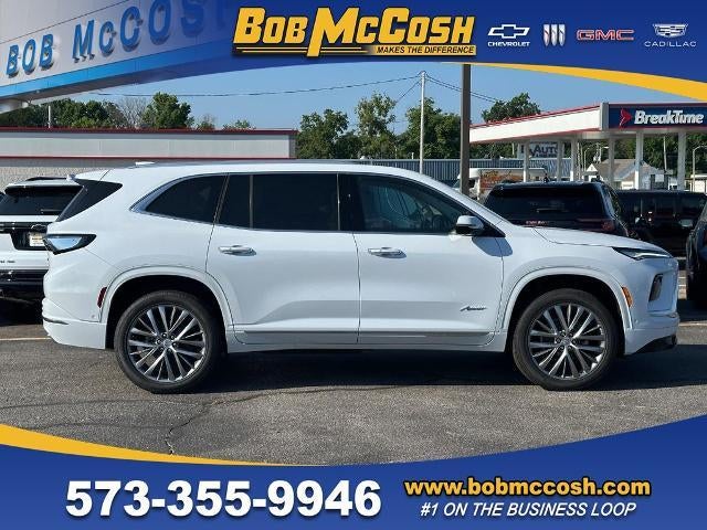 2026 Buick Enclave Avenir in Iridescent White Tricoat — front three-quarter view
